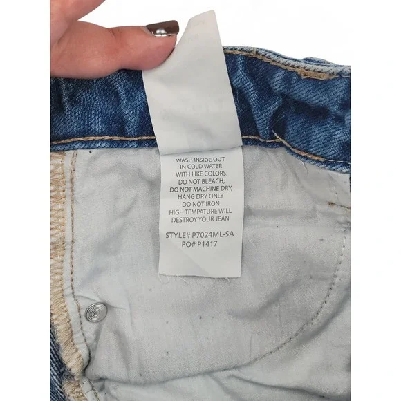 Special A Womens 3 Straight Leg Jeans Cotton Blue Distressed Raw Hem - Picture 7 of 7